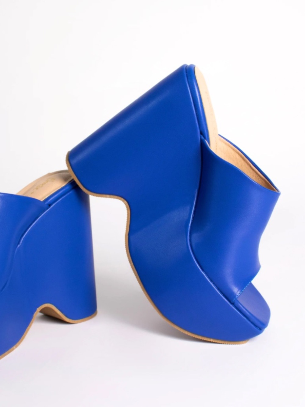 Chase + Chloe Astra Electric Blue Platform Open Toe Wedge Mules NWB